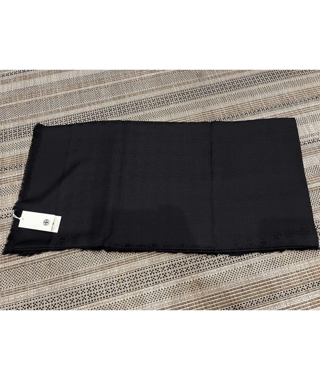 TORY BURCH Черный шелковый шарф, фото 7