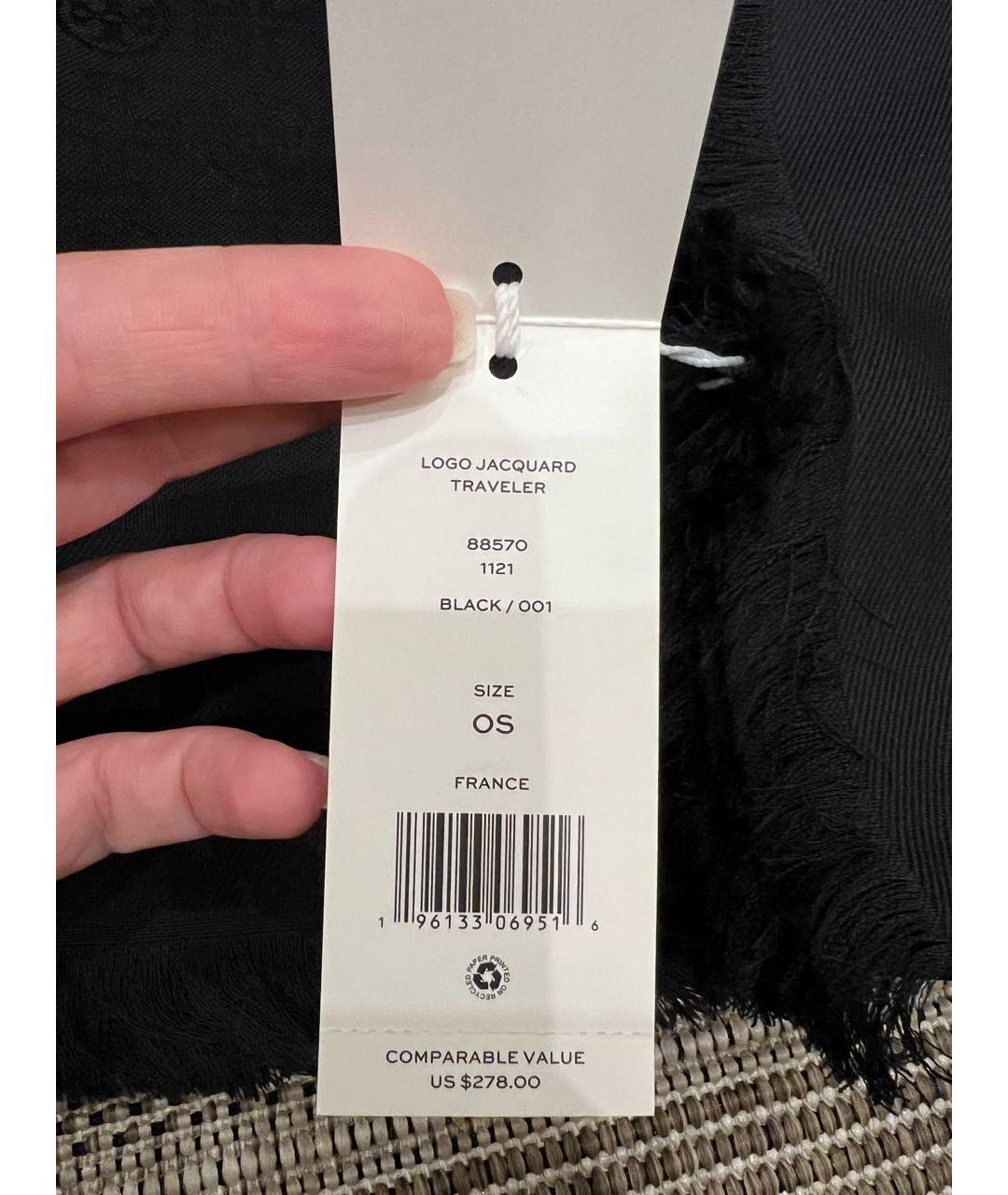 TORY BURCH Черный шелковый шарф, фото 3