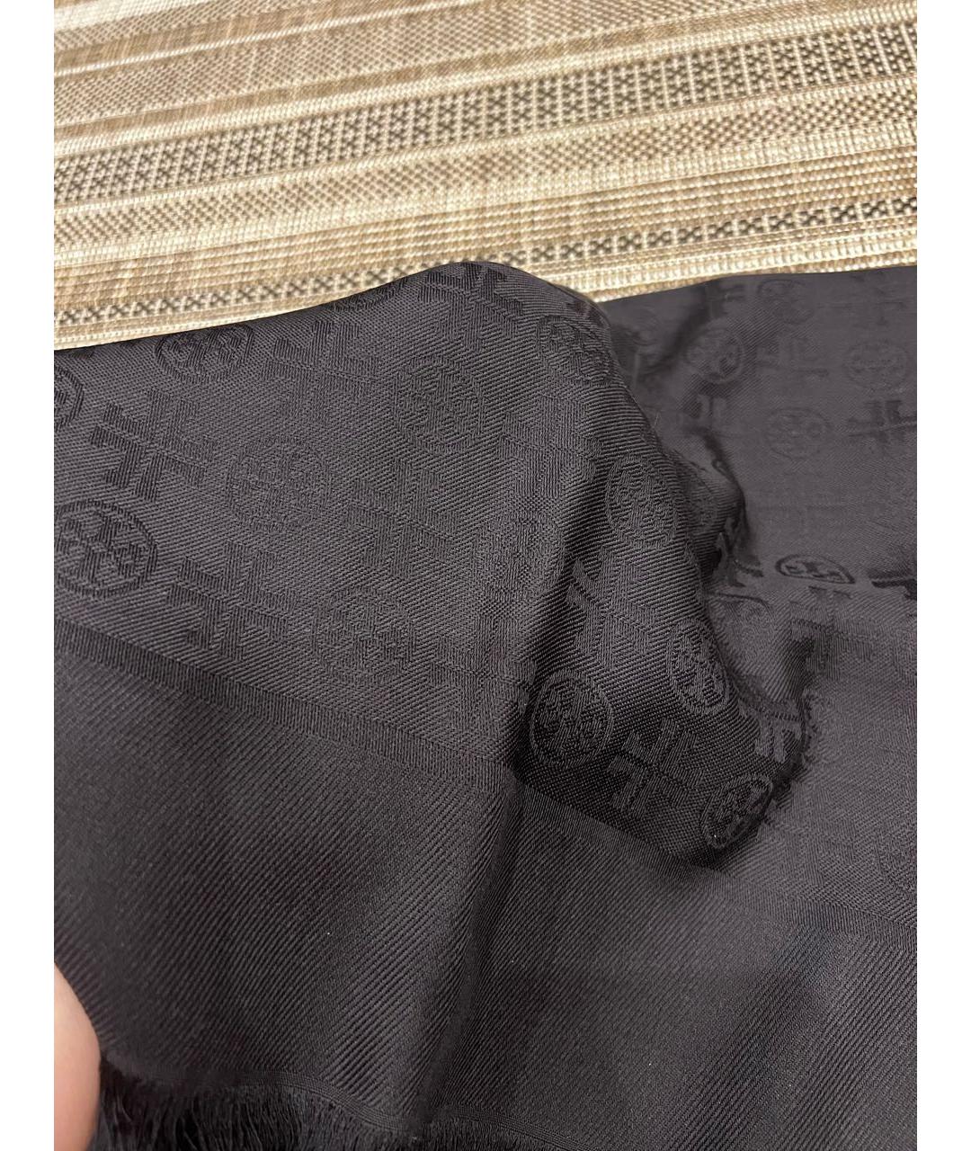 TORY BURCH Черный шелковый шарф, фото 2