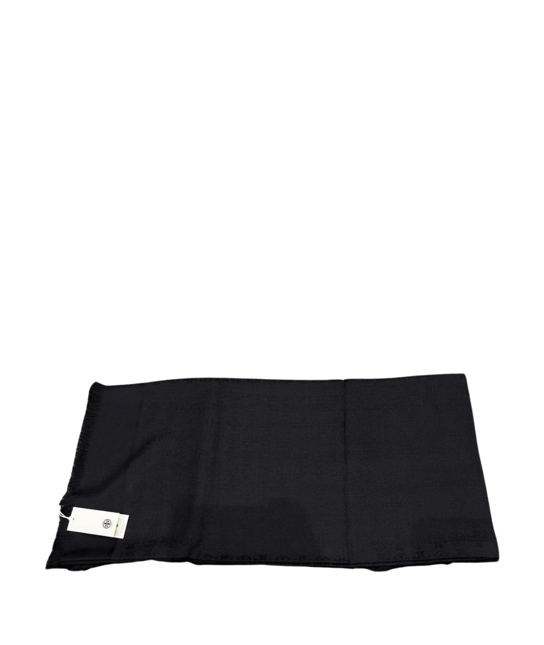 TORY BURCH Черный шелковый шарф, фото 1