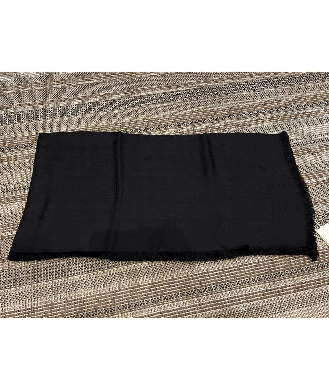 TORY BURCH Черный шелковый шарф, фото 4