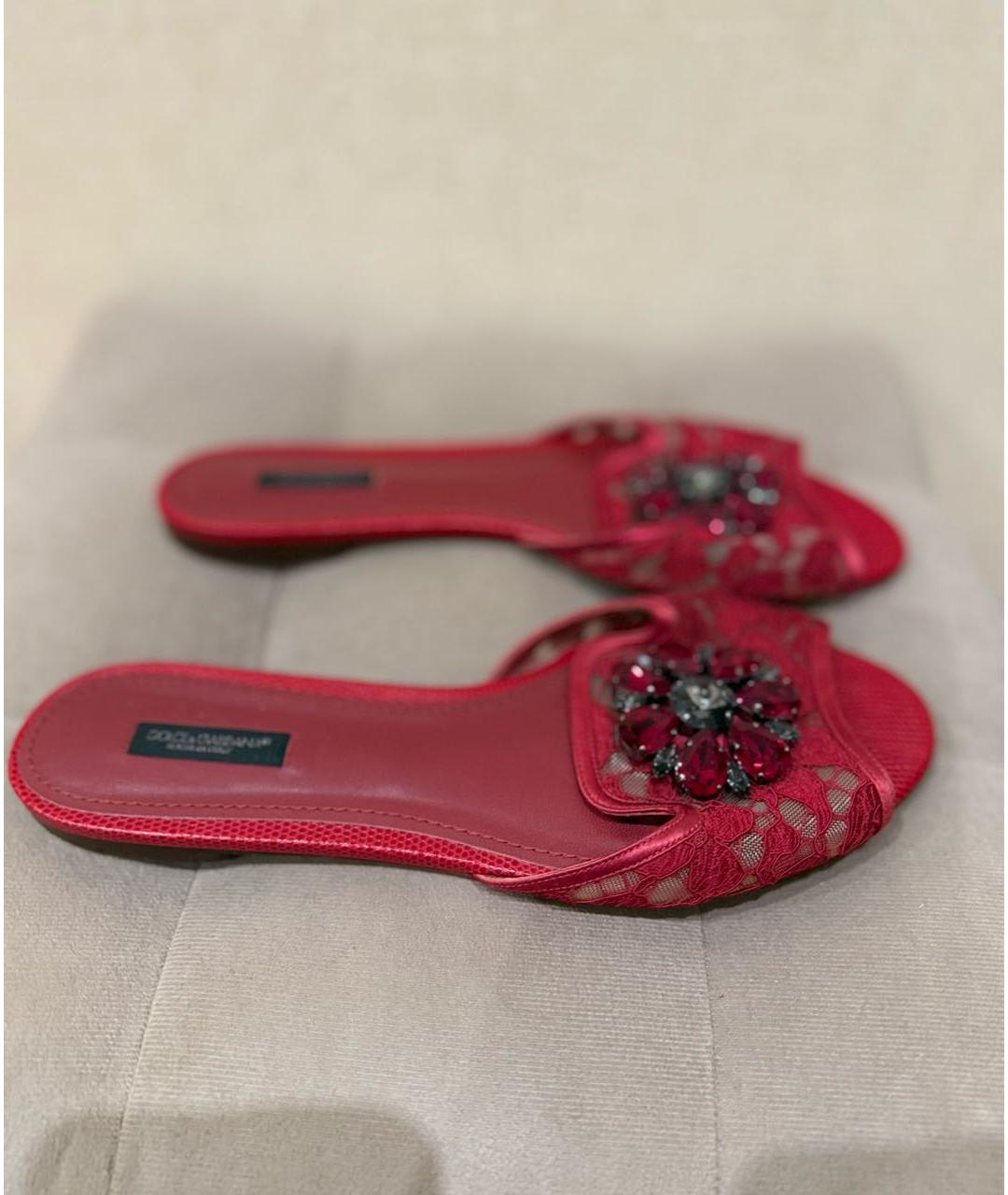 DOLCE&GABBANA Фуксия текстильные шлепанцы, фото 8