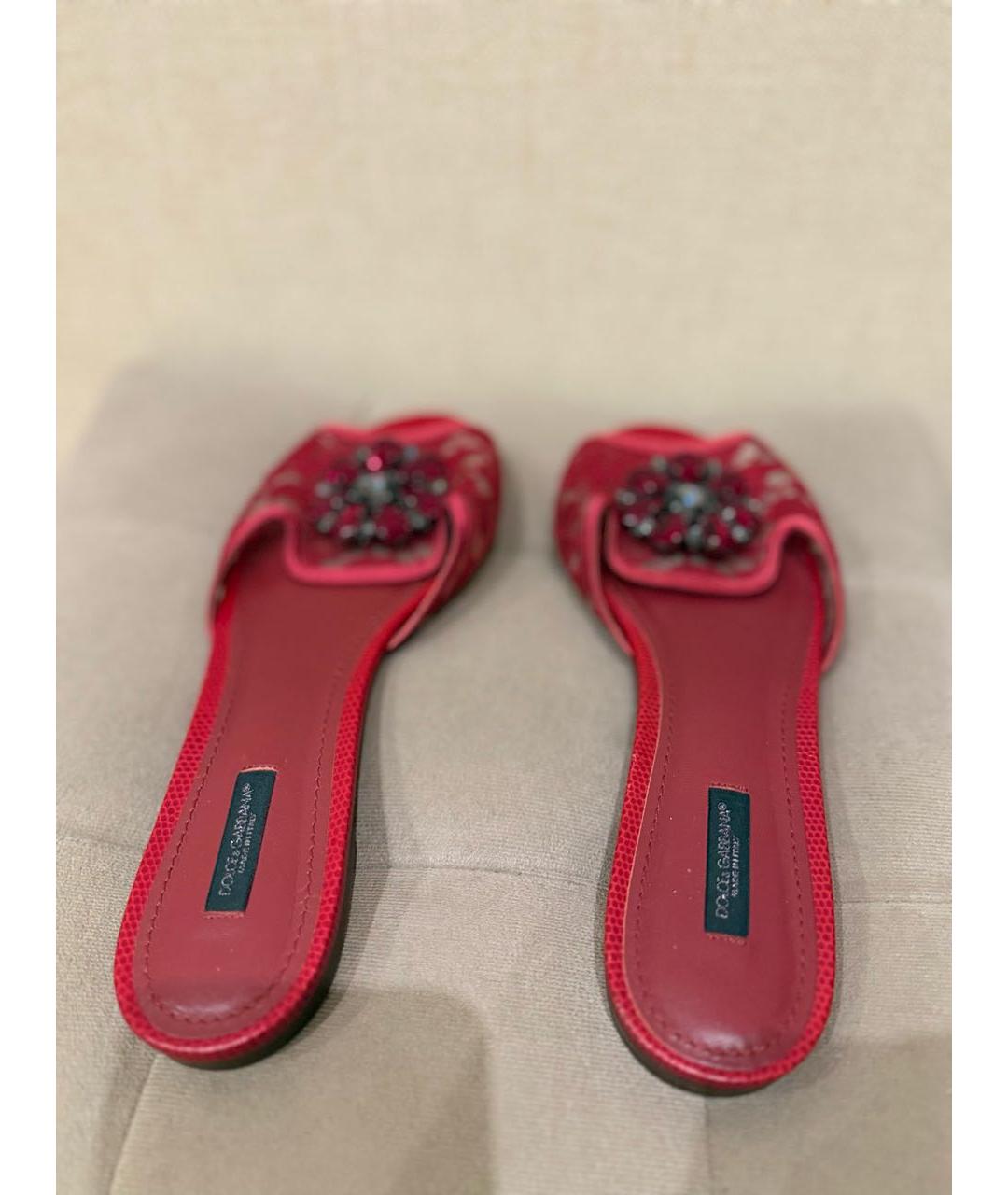 DOLCE&GABBANA Фуксия текстильные шлепанцы, фото 4