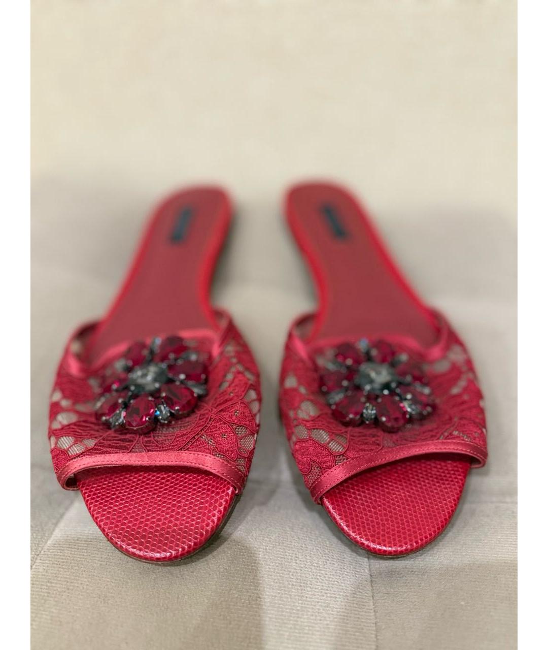 DOLCE&GABBANA Фуксия текстильные шлепанцы, фото 2