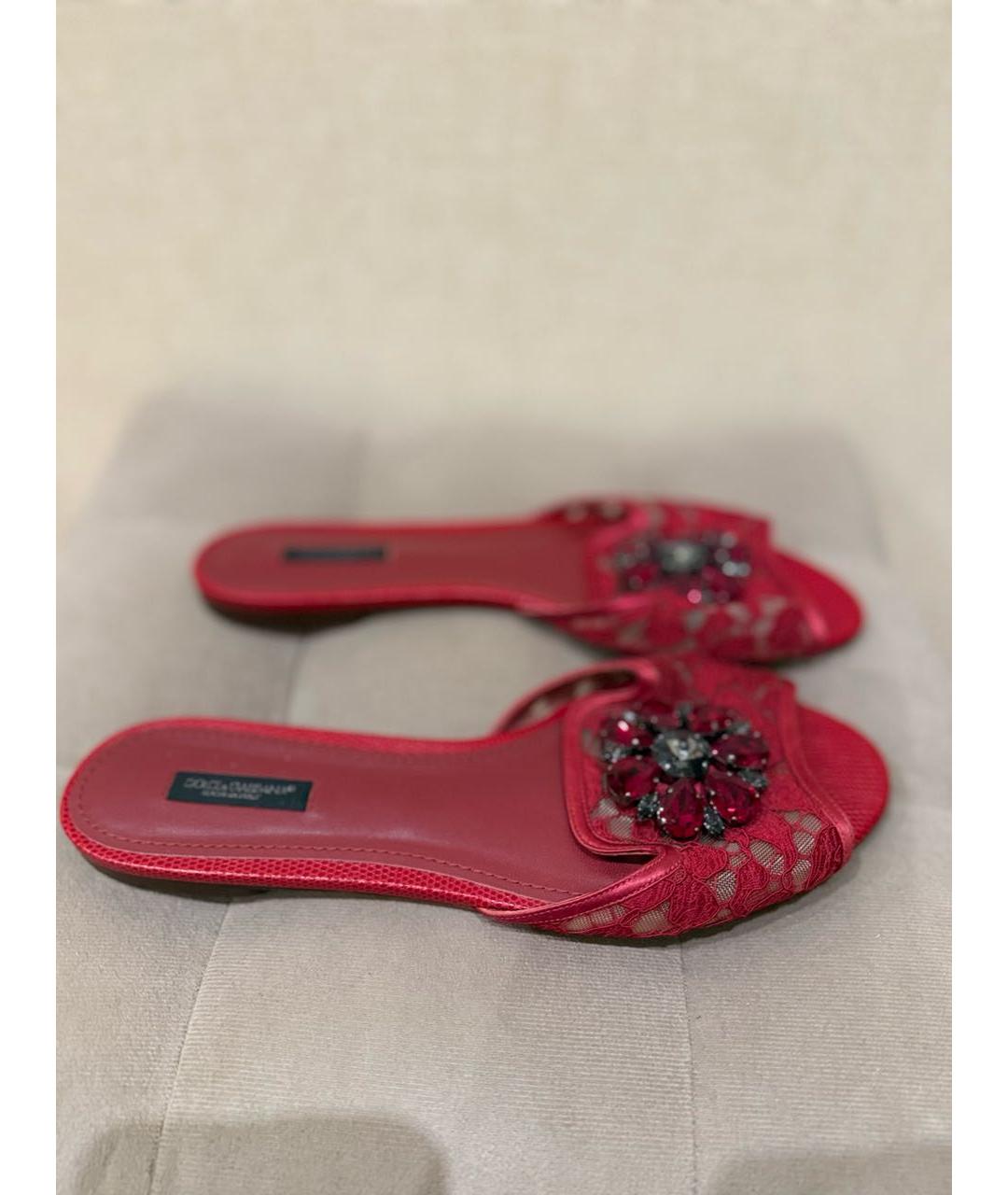 DOLCE&GABBANA Фуксия текстильные шлепанцы, фото 7