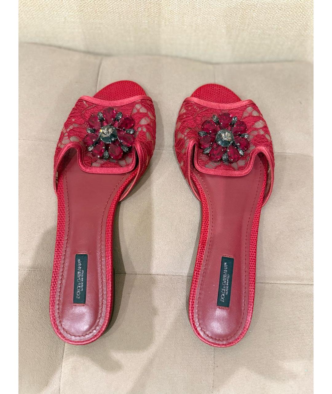 DOLCE&GABBANA Фуксия текстильные шлепанцы, фото 5