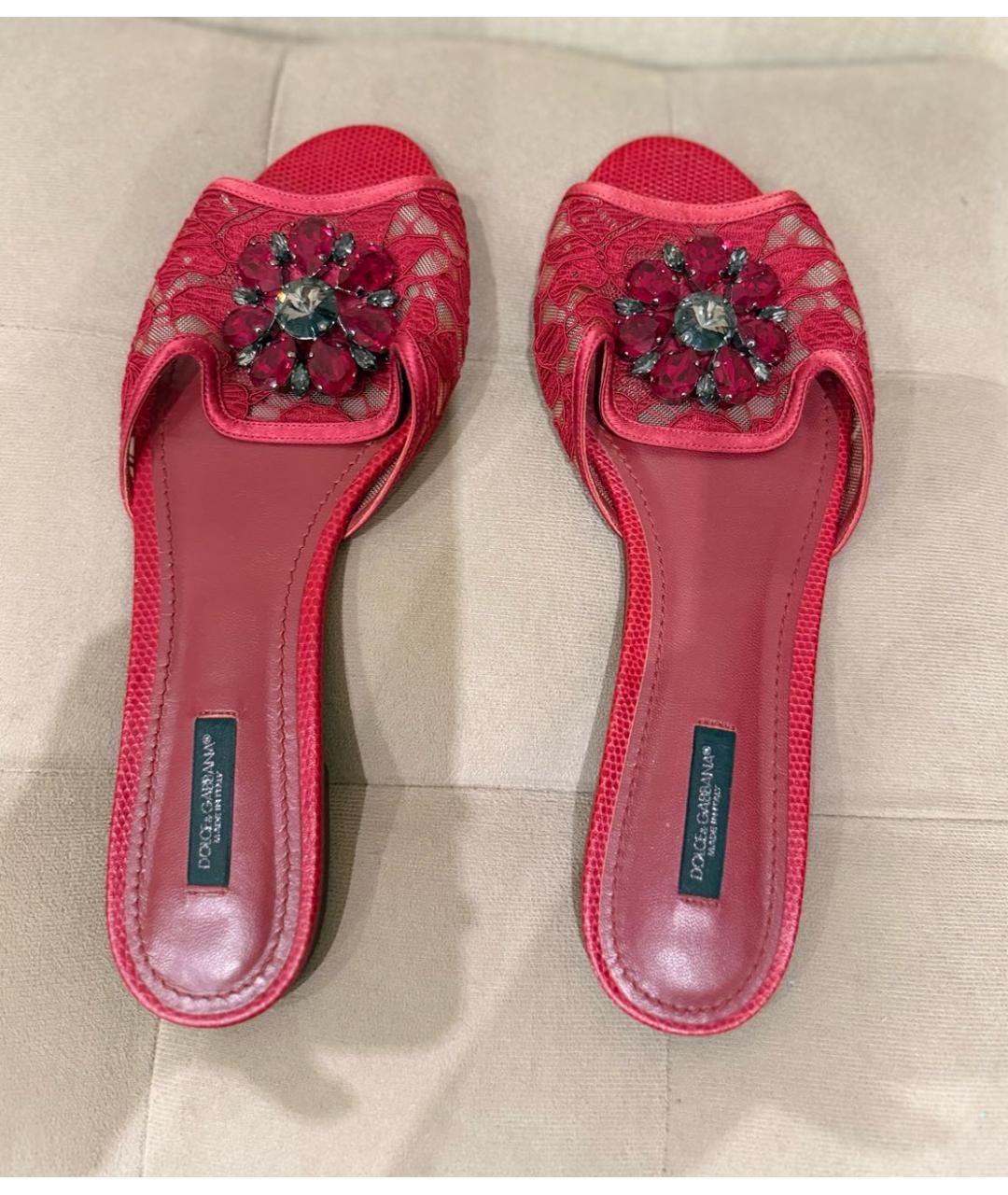 DOLCE&GABBANA Фуксия текстильные шлепанцы, фото 3