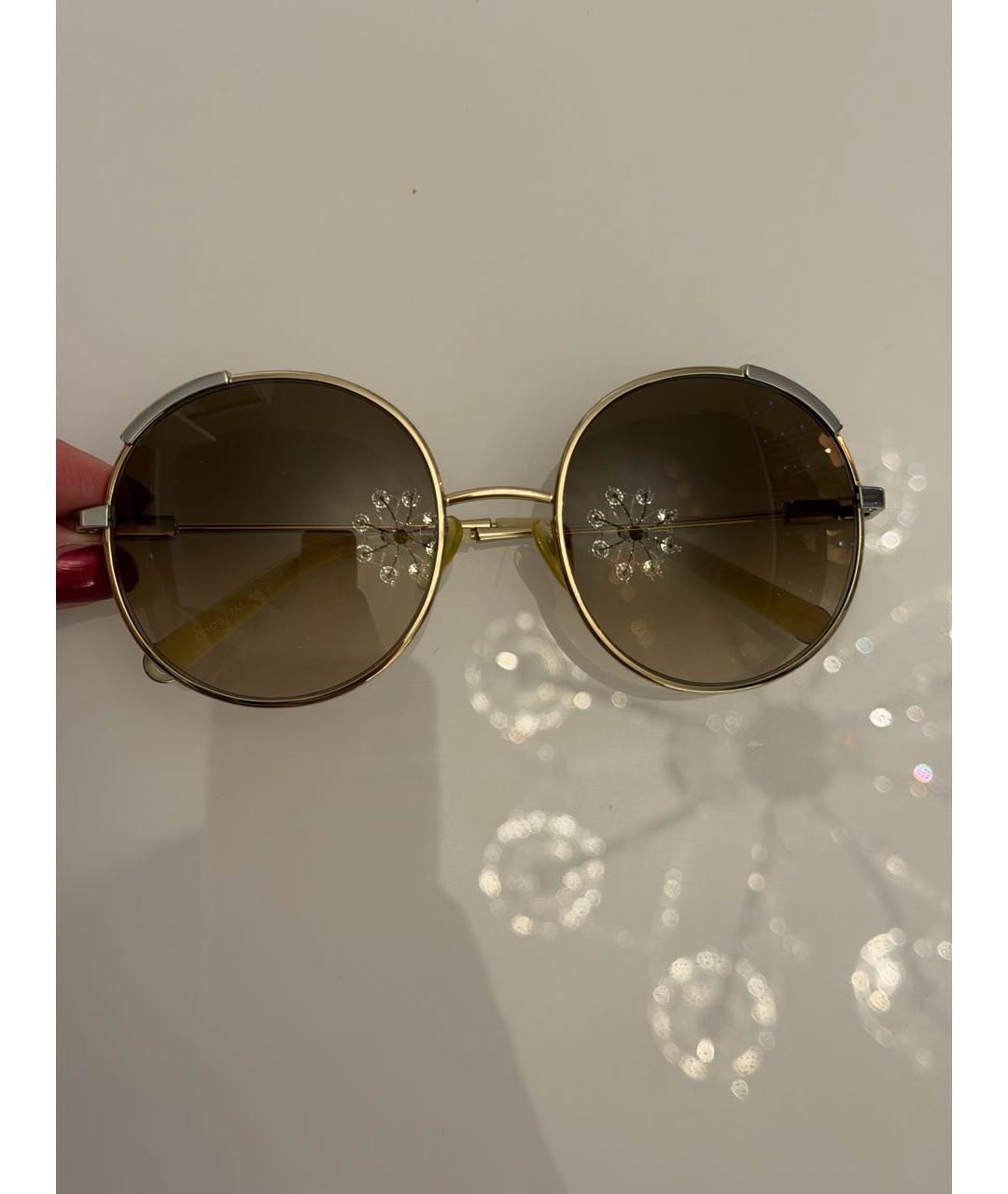 CHLOE Бежевые металлические солнцезащитные очки, фото 7