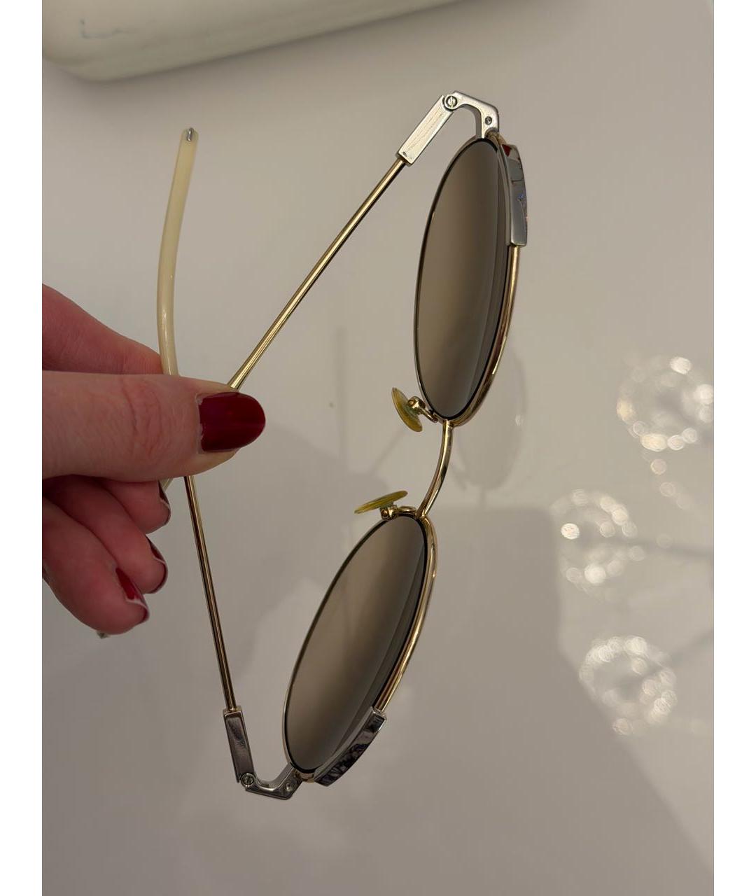 CHLOE Бежевые металлические солнцезащитные очки, фото 5