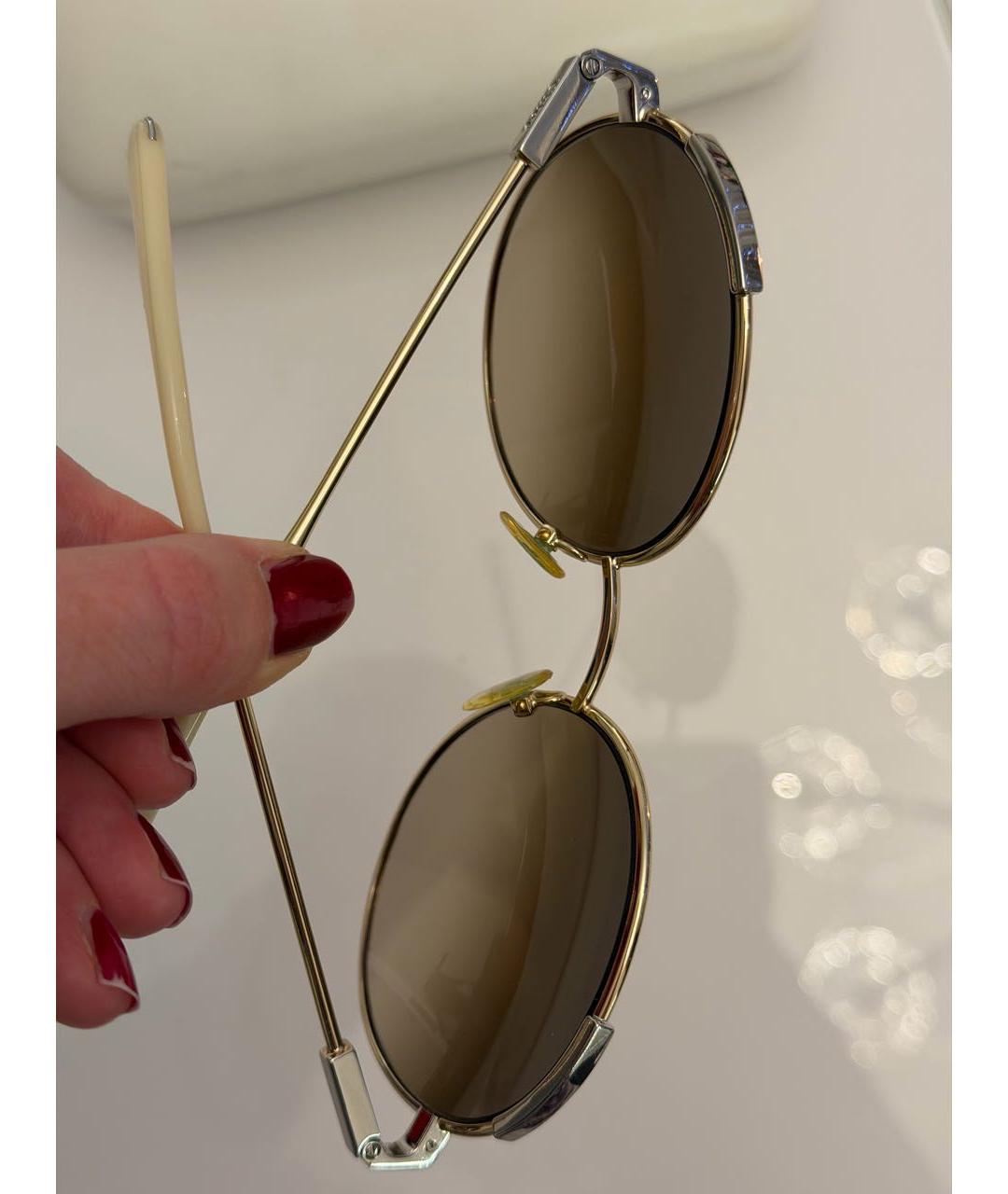 CHLOE Бежевые металлические солнцезащитные очки, фото 4