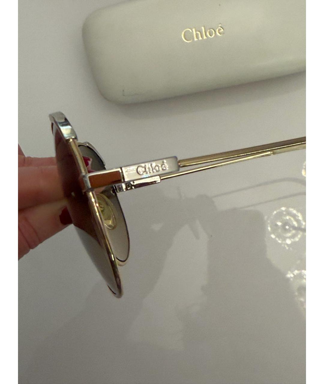 CHLOE Бежевые металлические солнцезащитные очки, фото 3