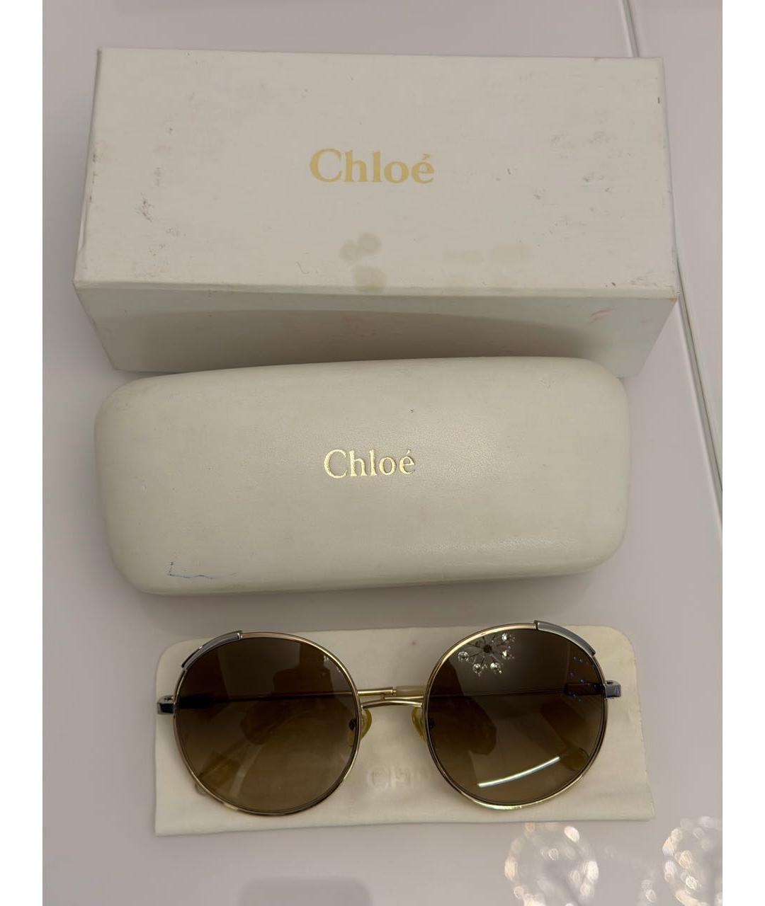 CHLOE Бежевые металлические солнцезащитные очки, фото 6