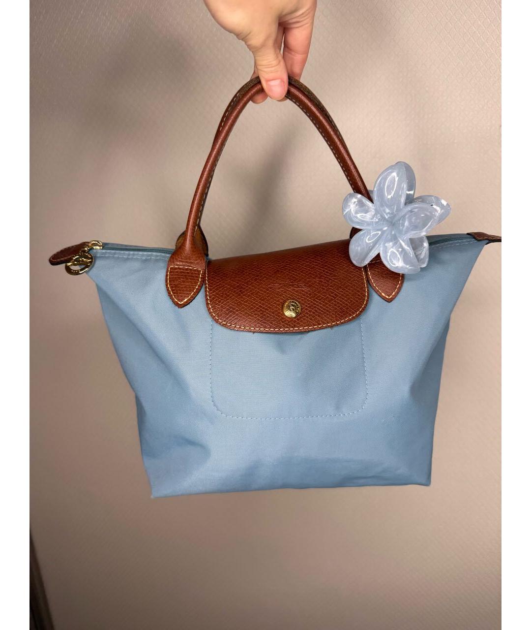 LONGCHAMP Голубая тканевая сумка с короткими ручками, фото 2