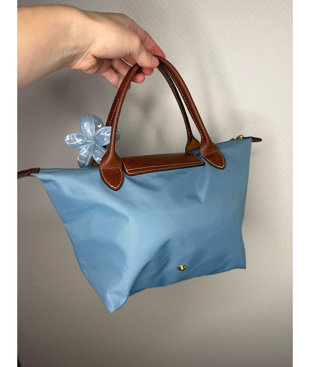 LONGCHAMP Голубая тканевая сумка с короткими ручками, фото 7