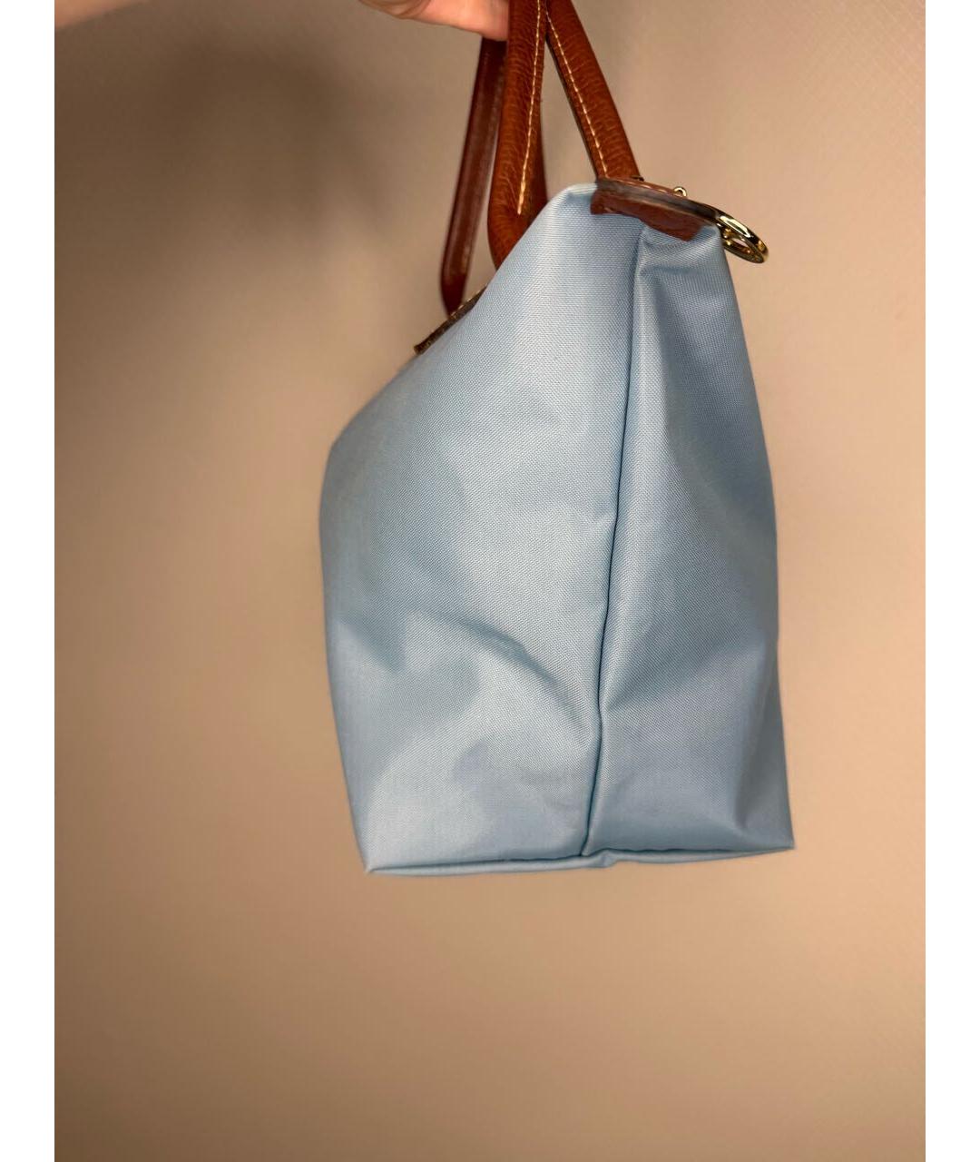 LONGCHAMP Голубая тканевая сумка с короткими ручками, фото 6