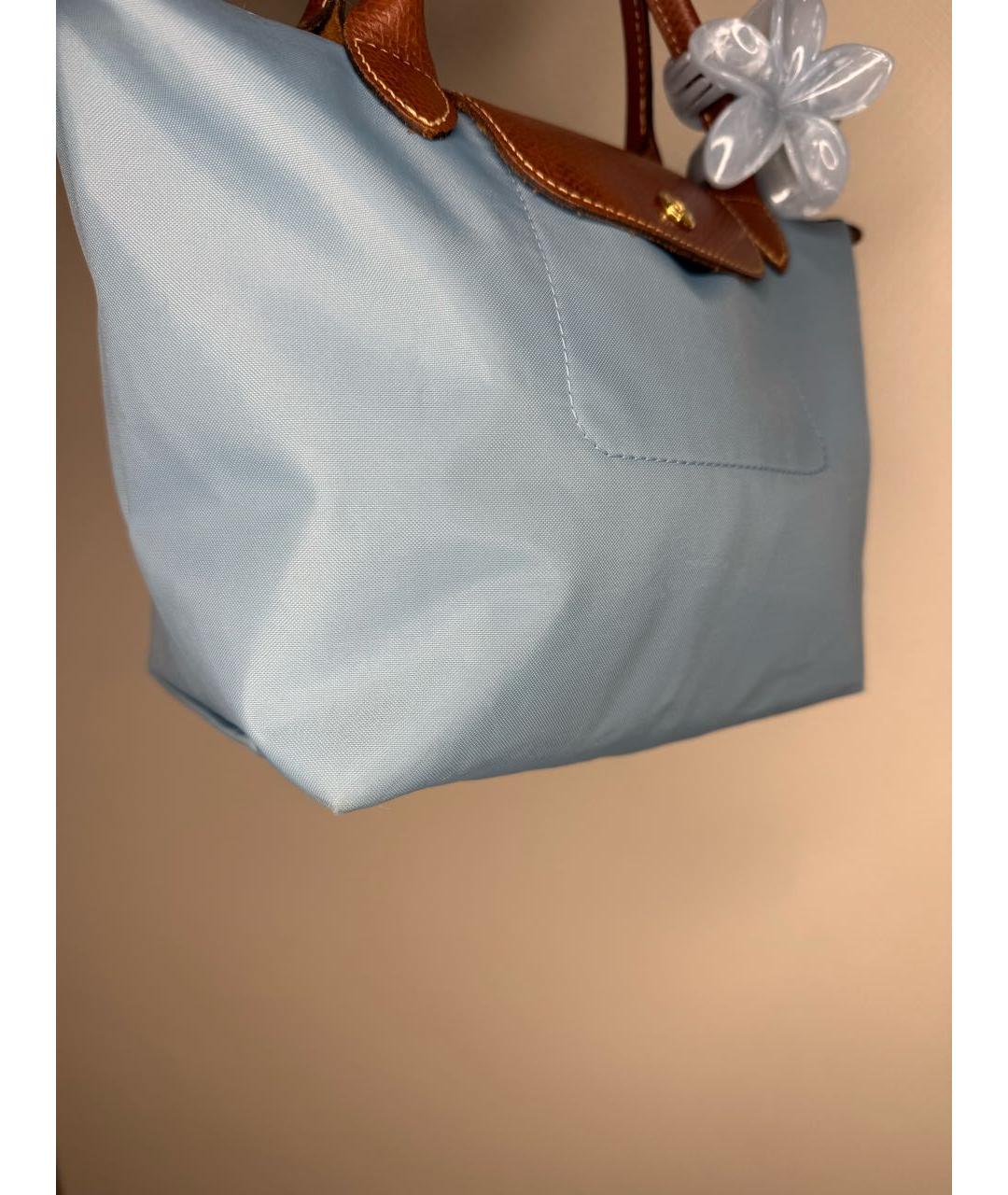 LONGCHAMP Голубая тканевая сумка с короткими ручками, фото 5