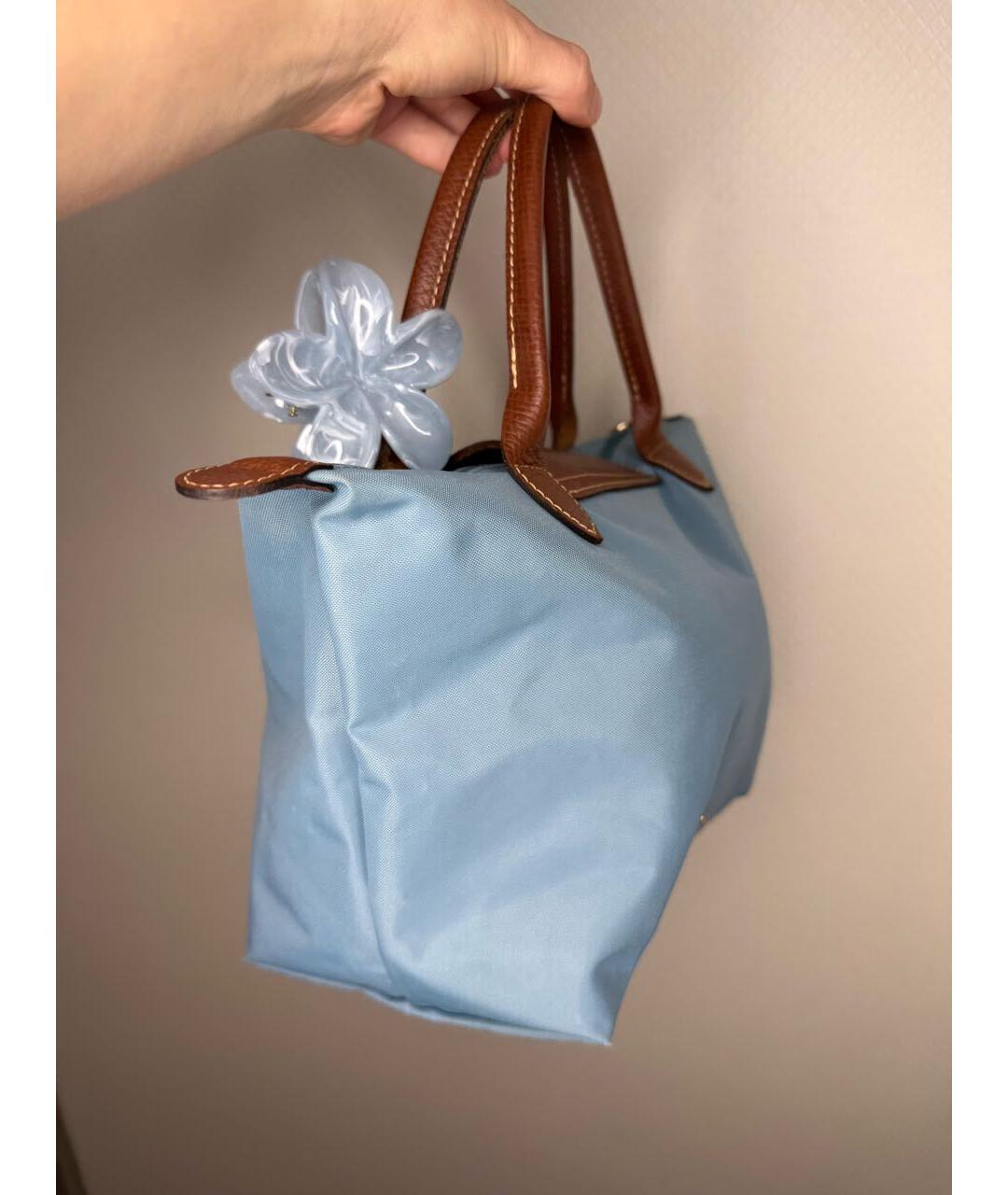 LONGCHAMP Голубая тканевая сумка с короткими ручками, фото 8