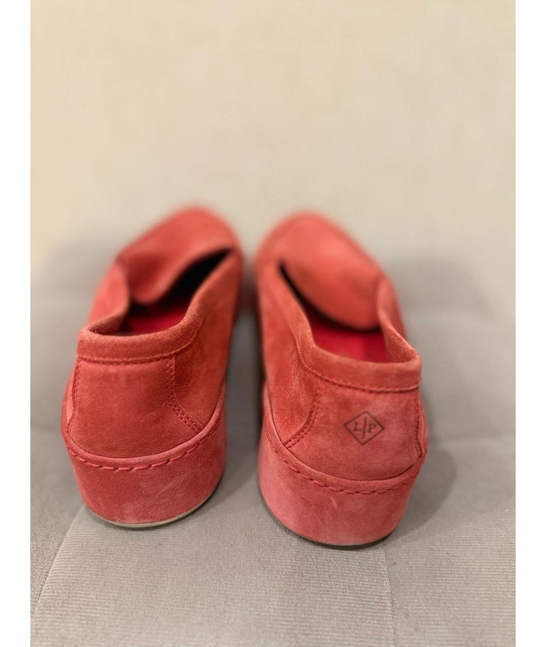 LORO PIANA Коралловые замшевые лоферы, фото 4