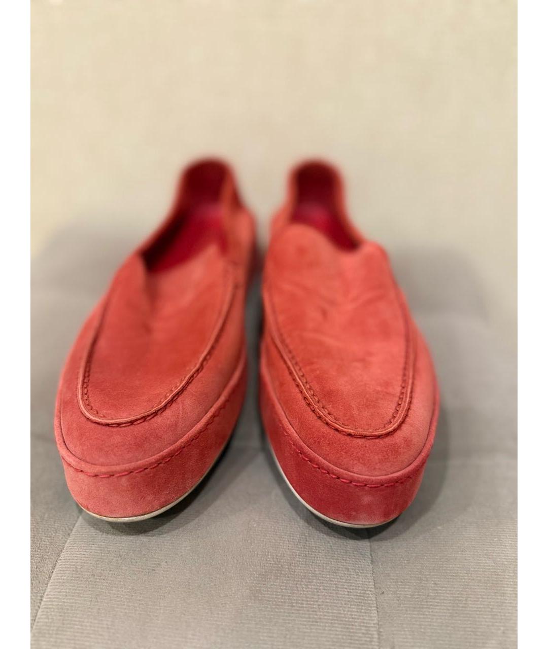 LORO PIANA Коралловые замшевые лоферы, фото 2