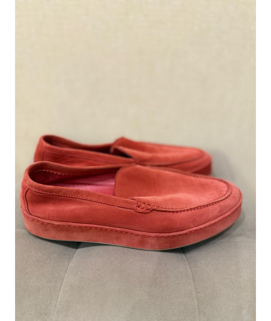 LORO PIANA Коралловые замшевые лоферы, фото 5