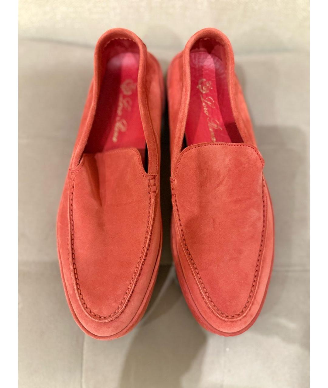 LORO PIANA Коралловые замшевые лоферы, фото 3