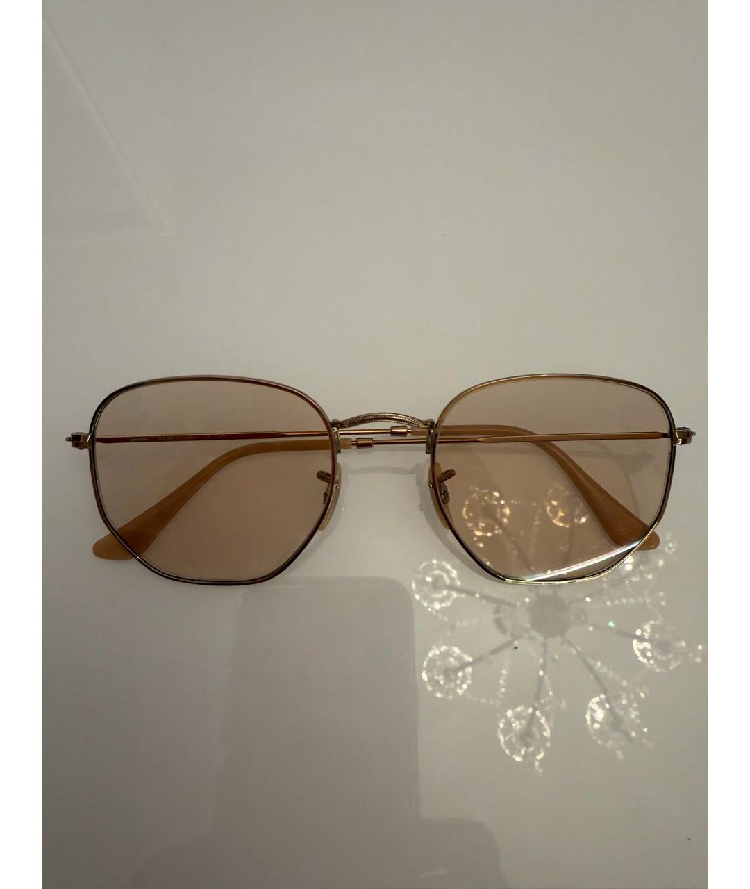 RAY BAN Бежевые металлические солнцезащитные очки, фото 7