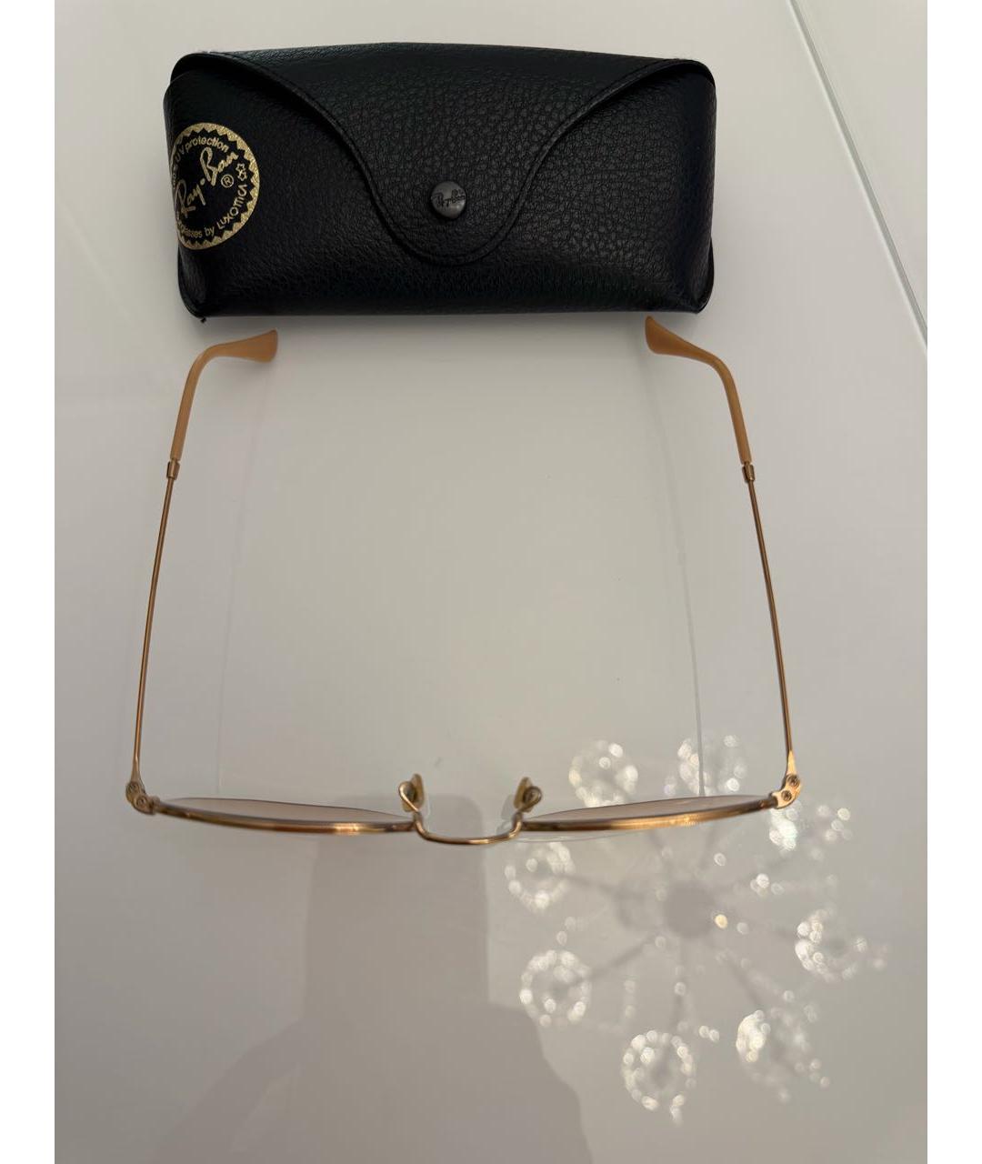 RAY BAN Бежевые металлические солнцезащитные очки, фото 6