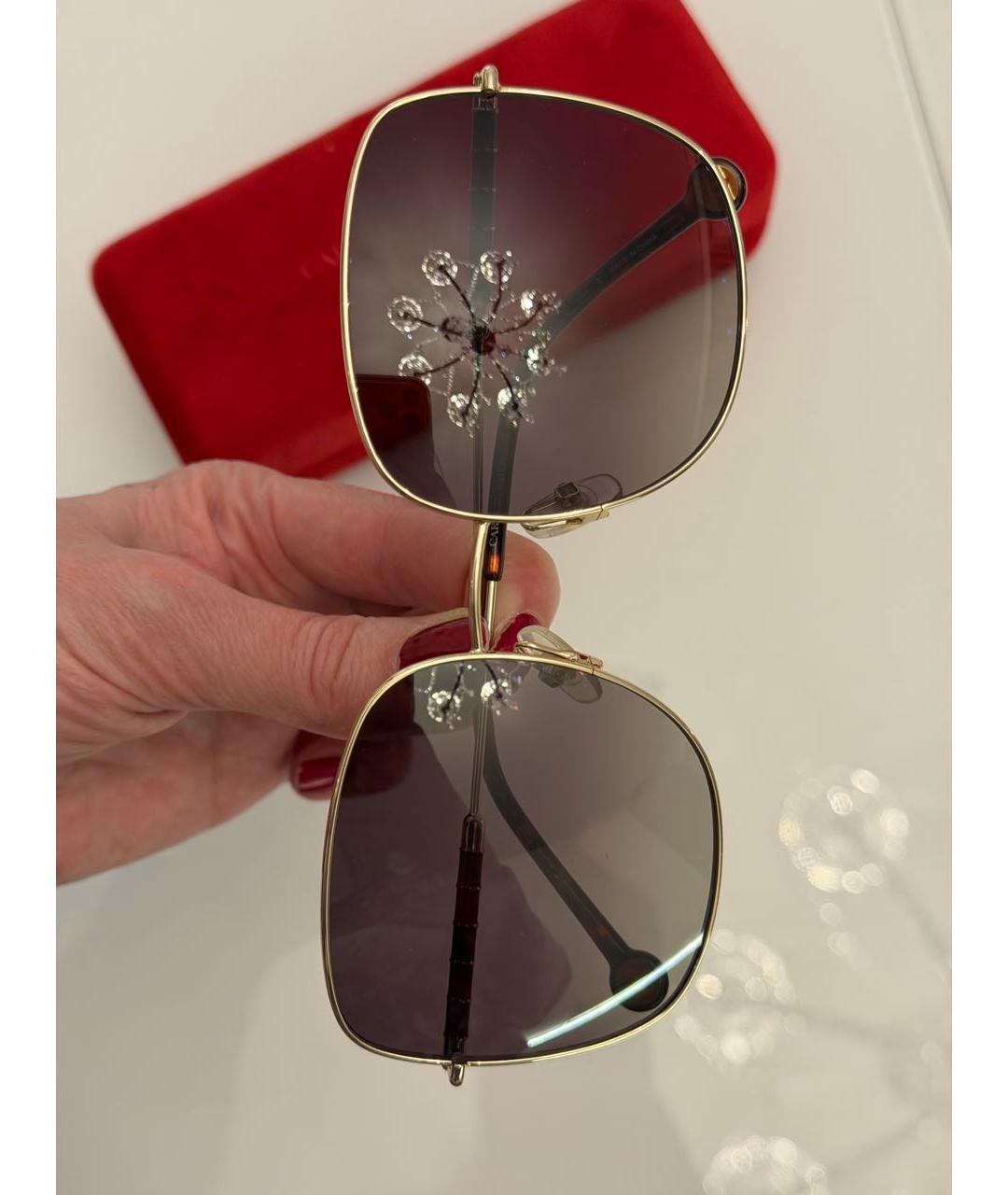 CAROLINA HERRERA Коричневые металлические солнцезащитные очки, фото 3