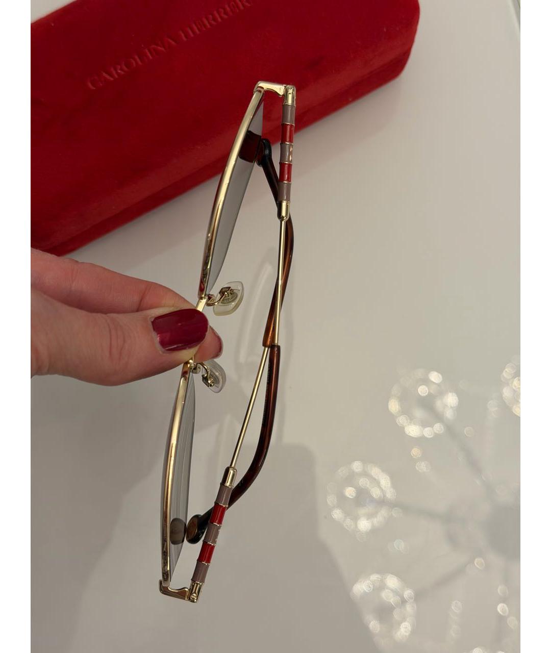 CAROLINA HERRERA Коричневые металлические солнцезащитные очки, фото 4