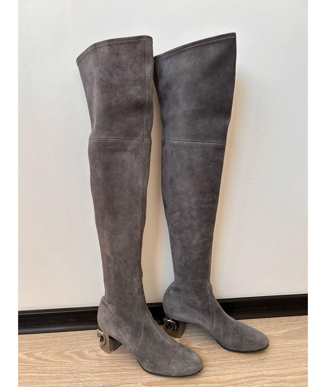 CASADEI Серые замшевые ботфорты, фото 8