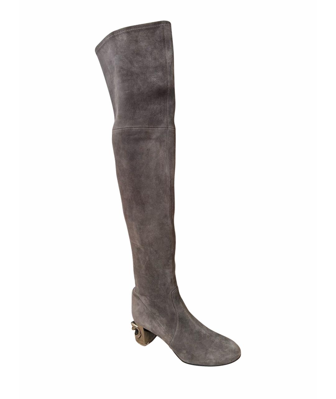 CASADEI Серые замшевые ботфорты, фото 1