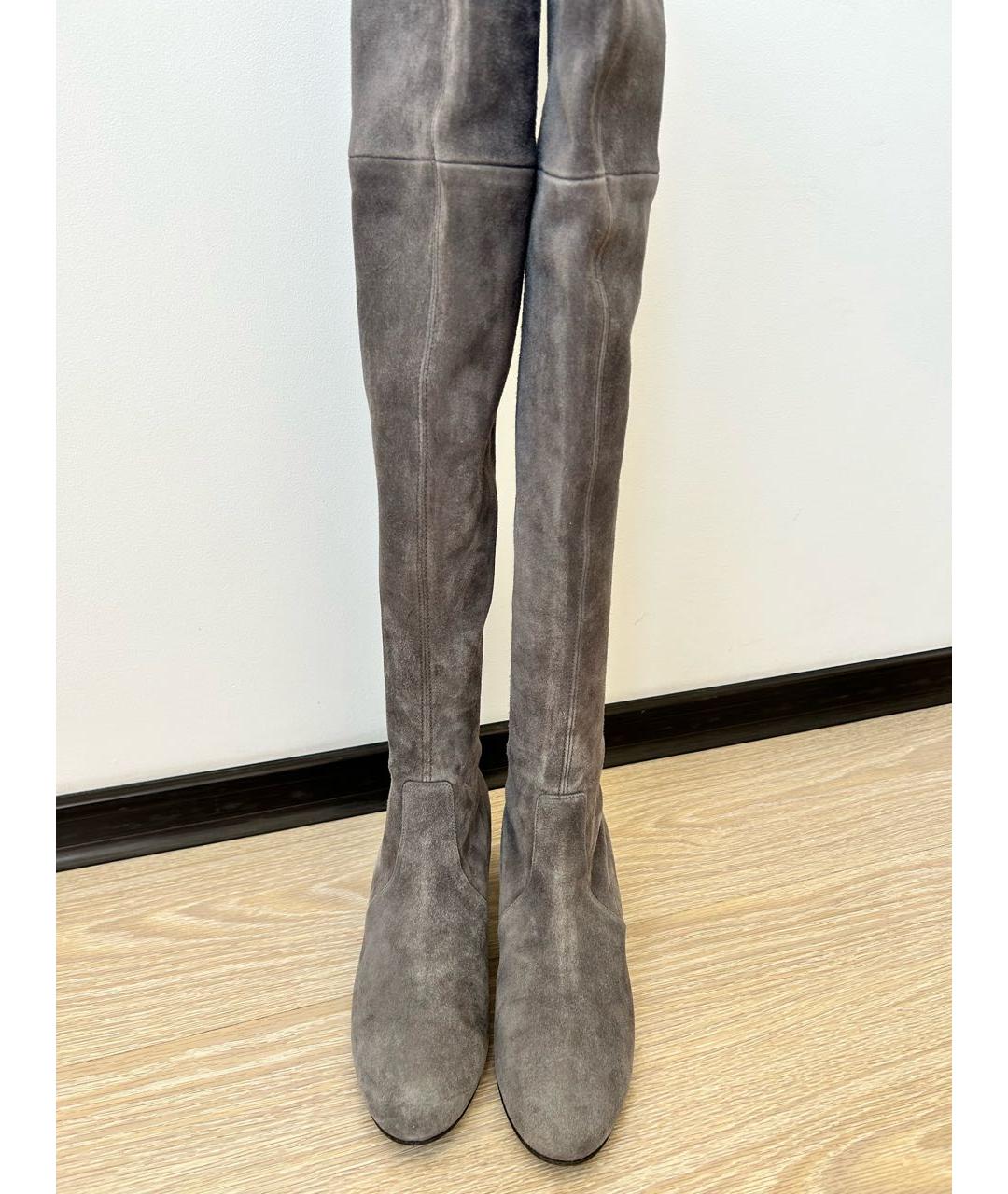 CASADEI Серые замшевые ботфорты, фото 2
