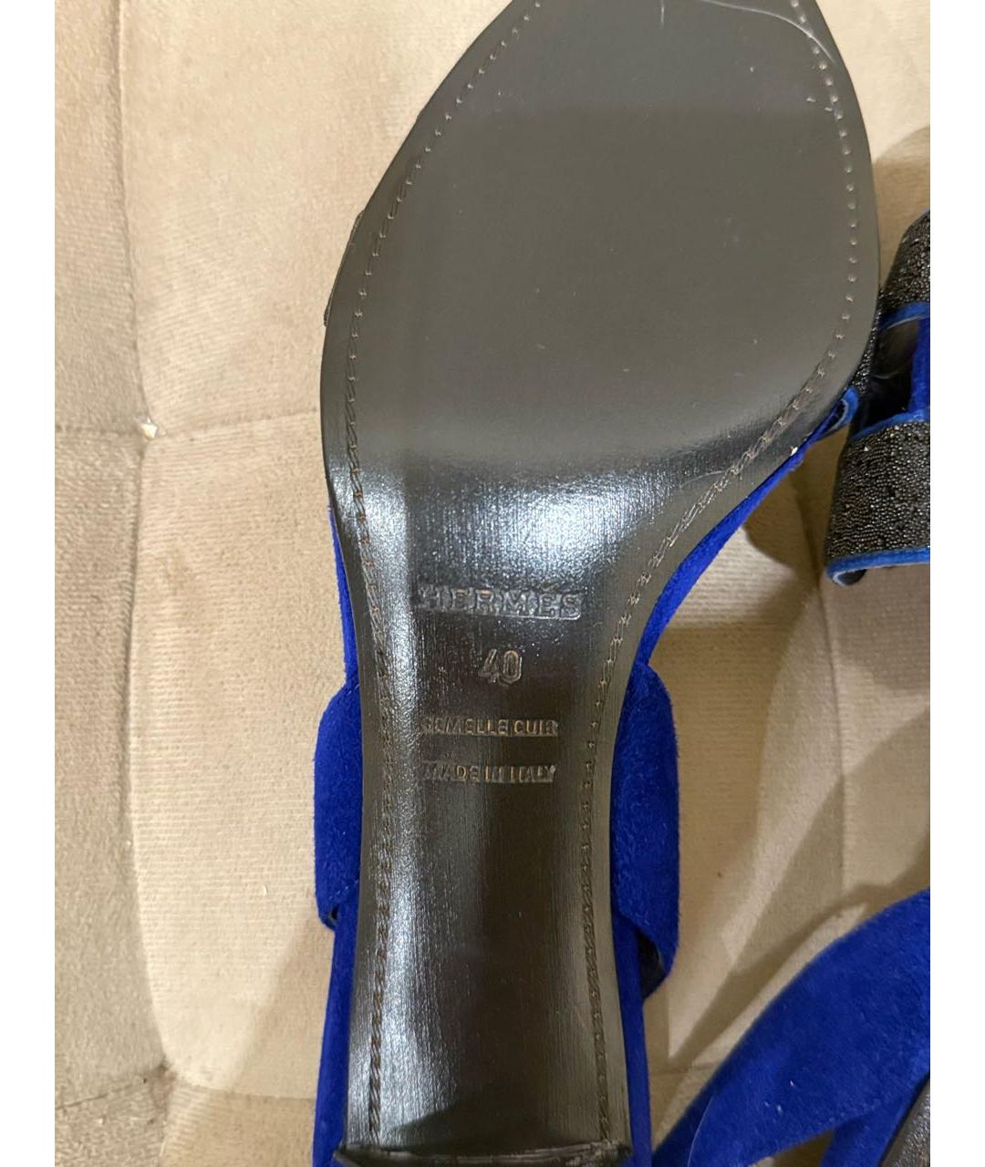 HERMES Синие текстильные туфли, фото 6