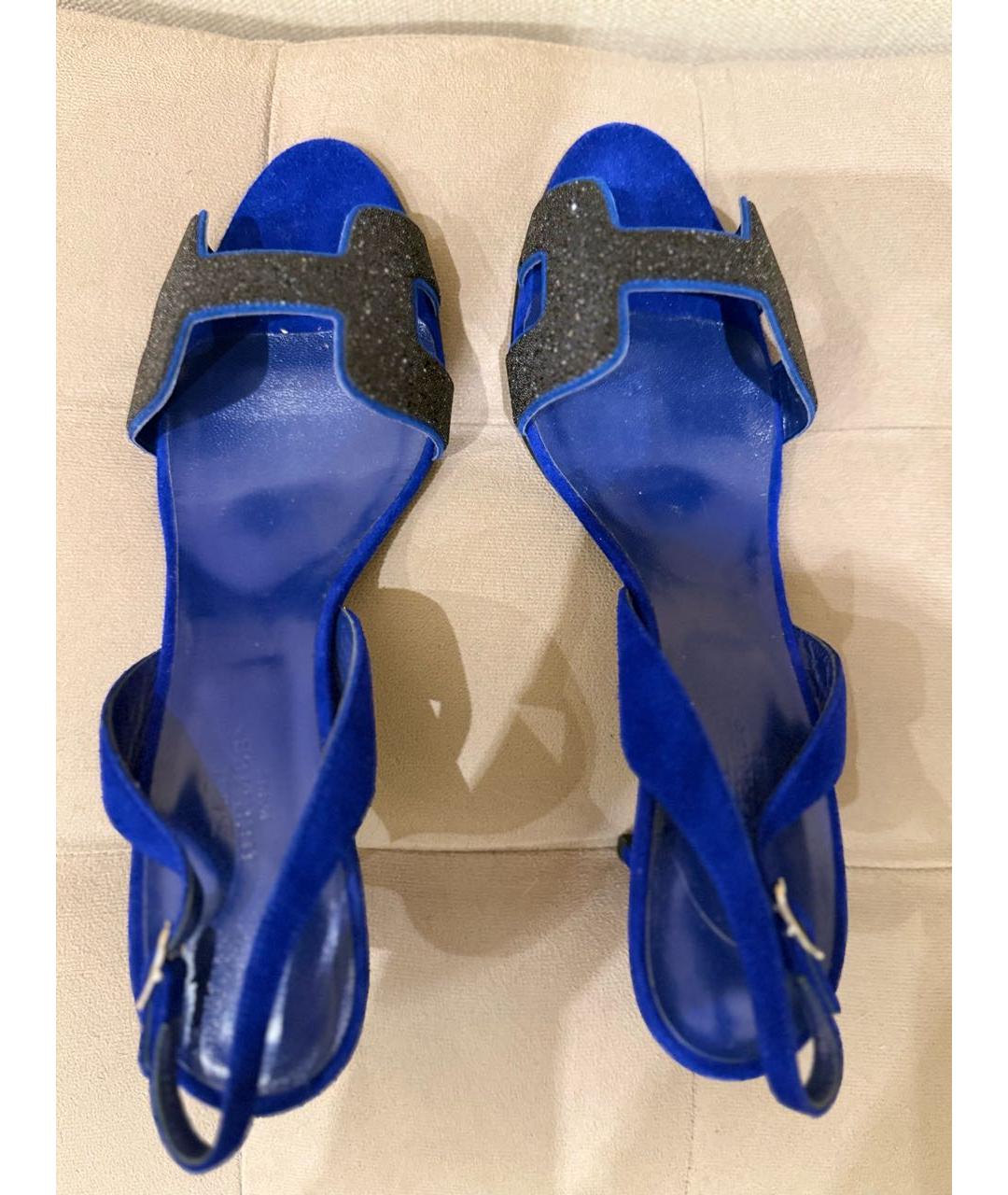 HERMES Синие текстильные туфли, фото 3