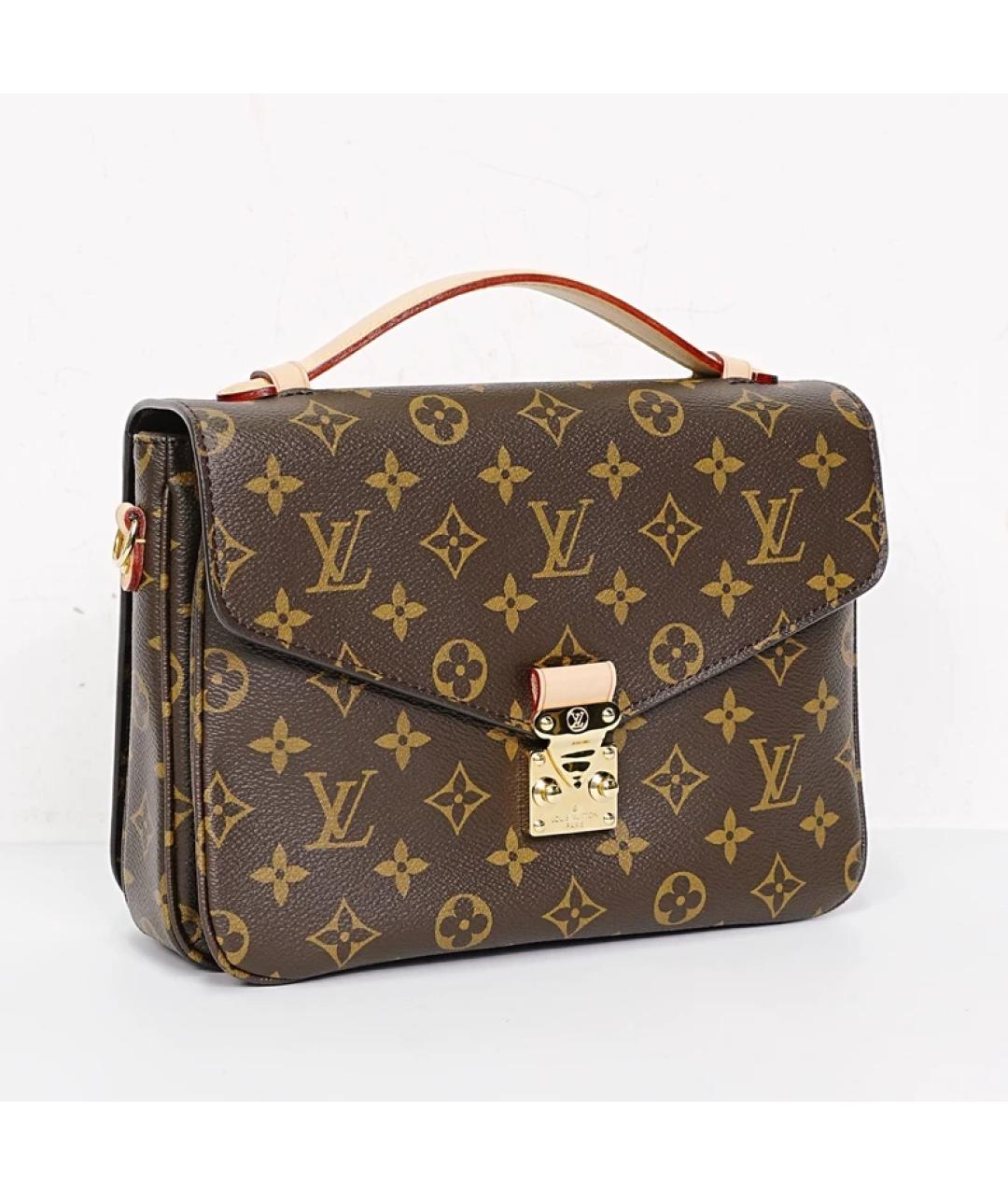 LOUIS VUITTON Коричневая кожаная сумка с короткими ручками, фото 3