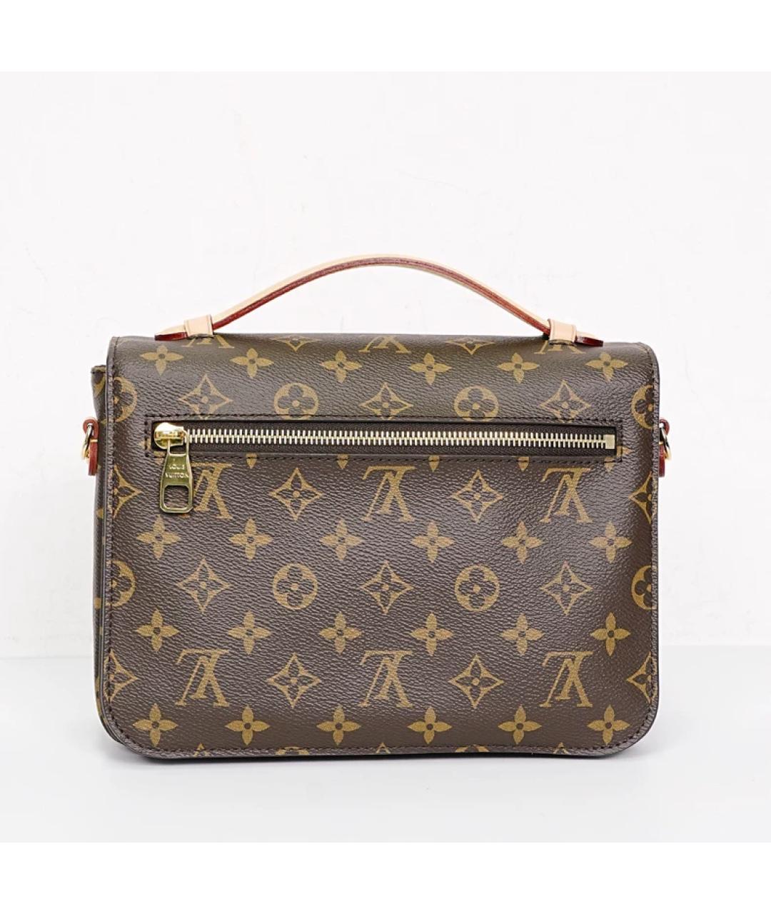 LOUIS VUITTON Коричневая кожаная сумка с короткими ручками, фото 5