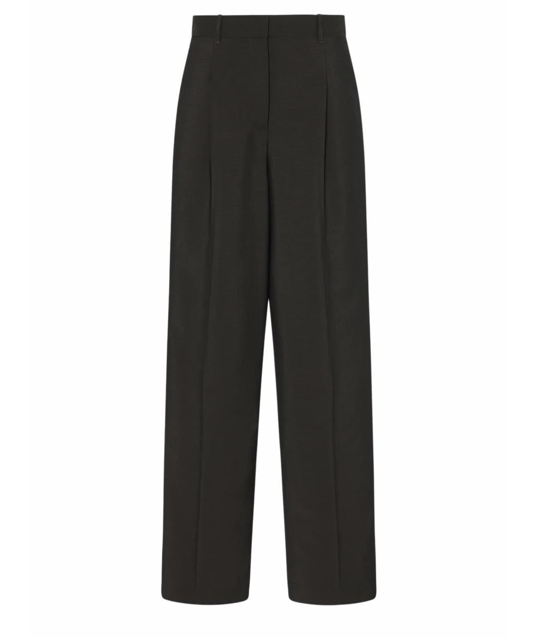 THE ROW Коричневые шерстяные прямые брюки, фото 1