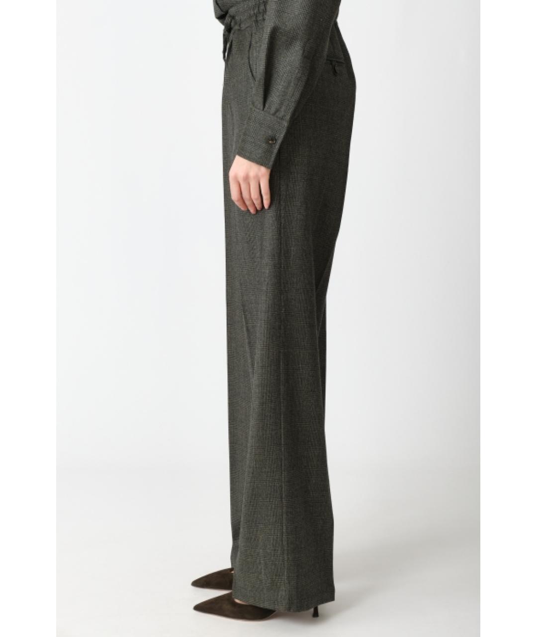 KITON Зеленые шерстяные прямые брюки, фото 2