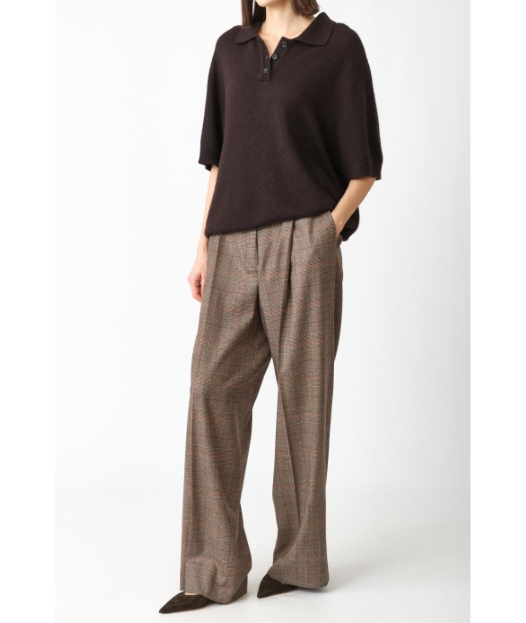 KITON Коричневые шерстяные прямые брюки, фото 2