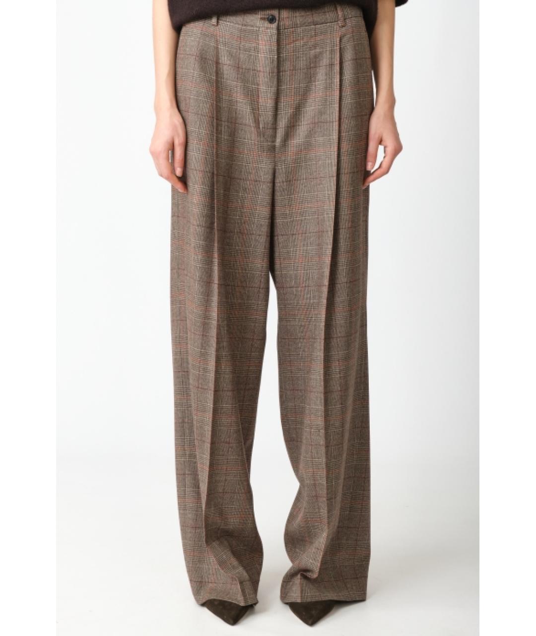 KITON Коричневые шерстяные прямые брюки, фото 3