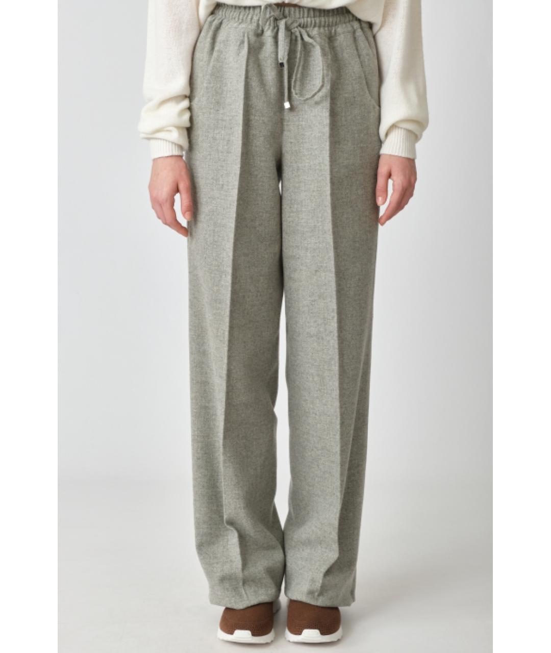 KITON Серые шерстяные прямые брюки, фото 3