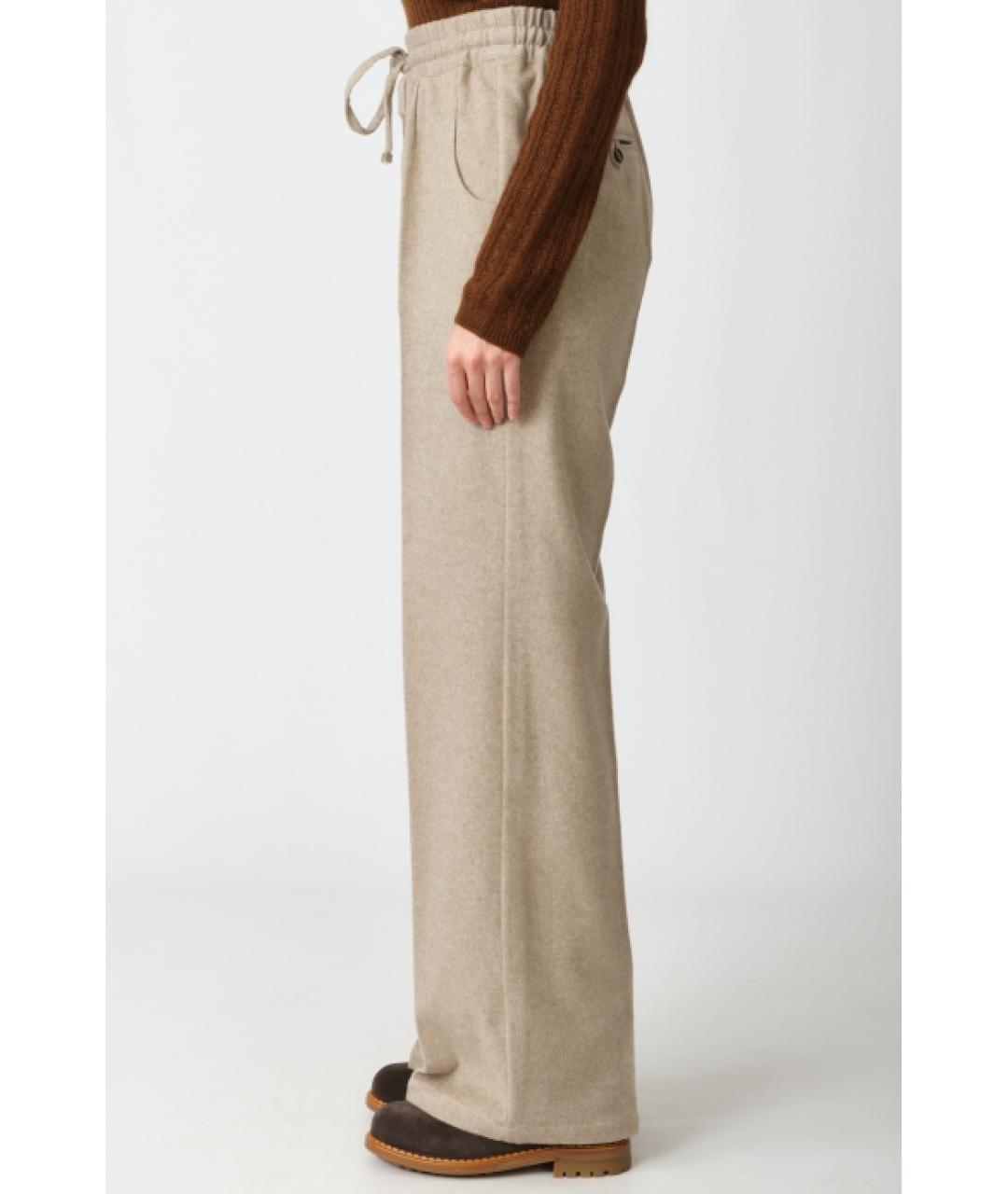 KITON Бежевые кашемировые прямые брюки, фото 2