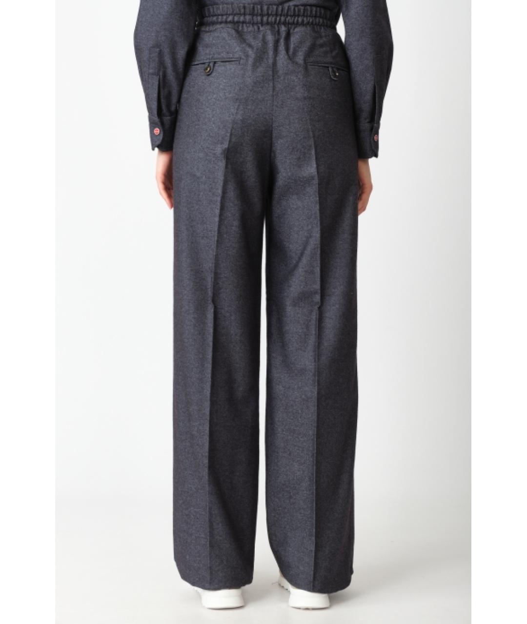 KITON Темно-синие кашемировые прямые брюки, фото 2