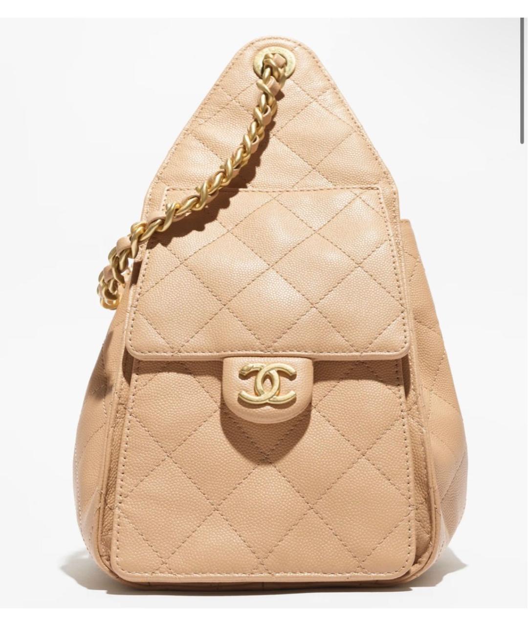 CHANEL Бежевая кожаная сумка через плечо, фото 2