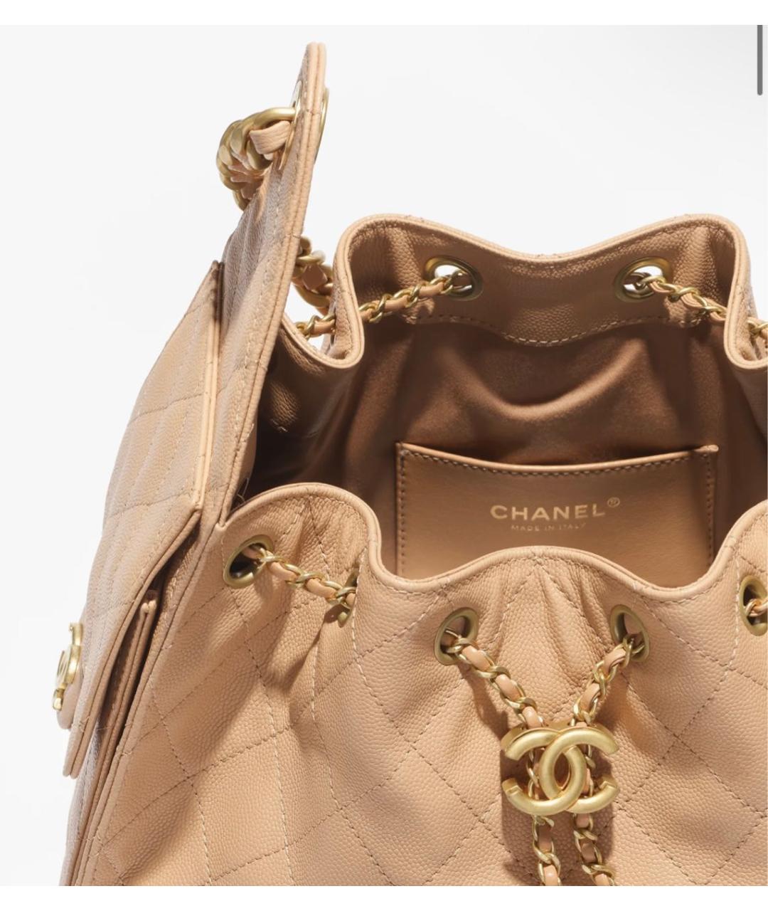 CHANEL Бежевая кожаная сумка через плечо, фото 4