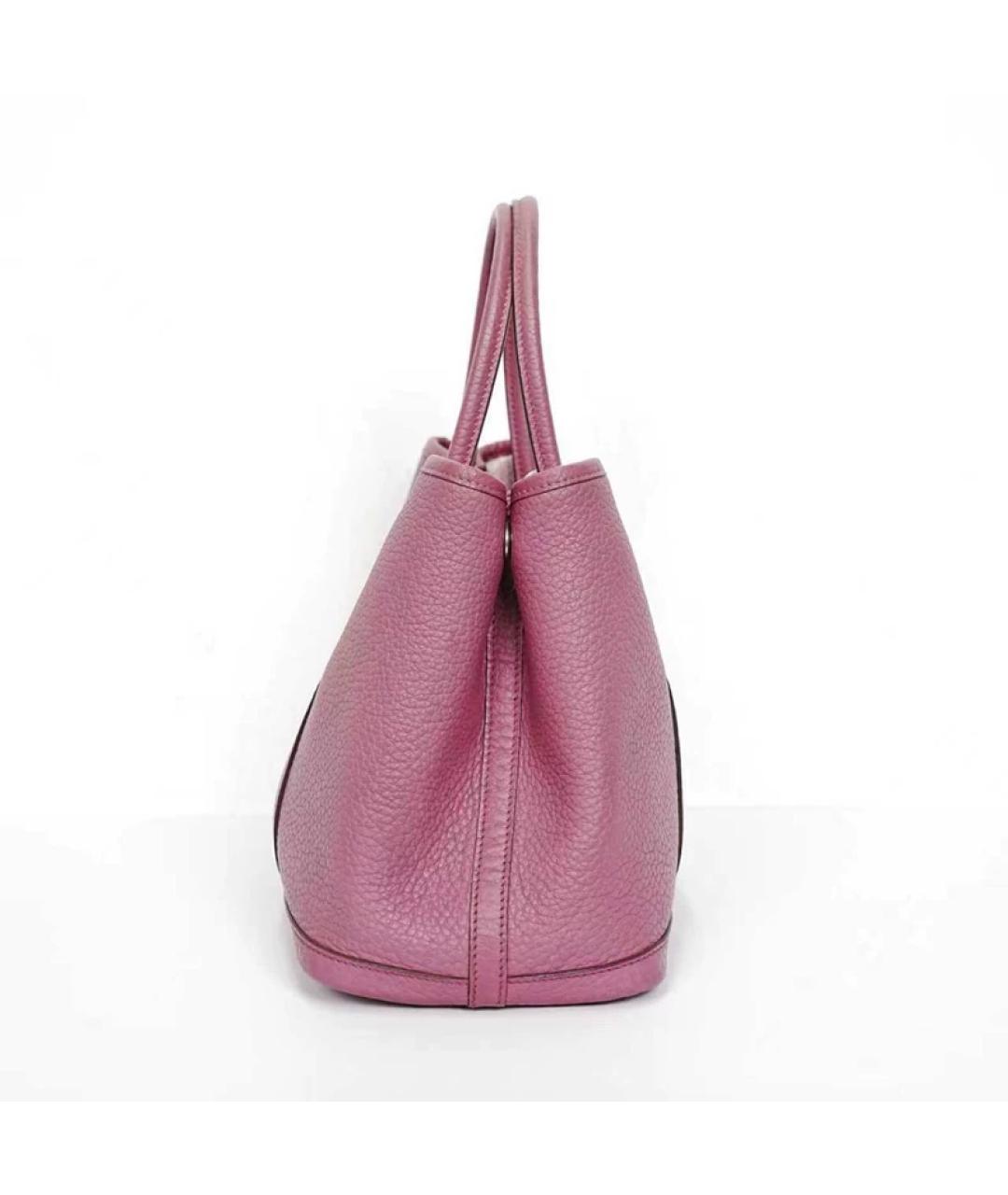 HERMES Розовая кожаная сумка с короткими ручками, фото 6