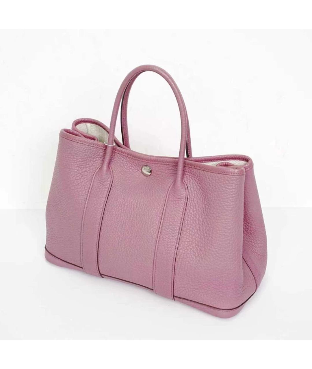 HERMES Розовая кожаная сумка с короткими ручками, фото 2