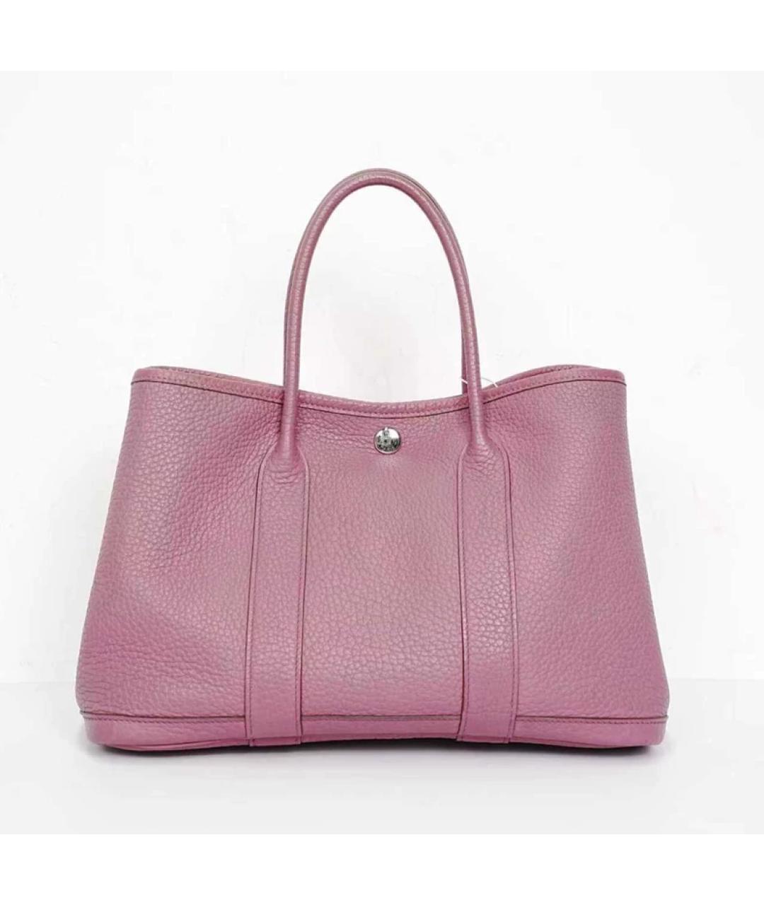 HERMES Розовая кожаная сумка с короткими ручками, фото 4