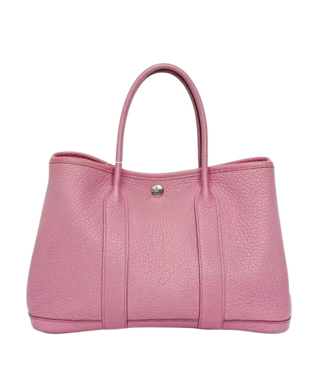HERMES Розовая кожаная сумка с короткими ручками, фото 1