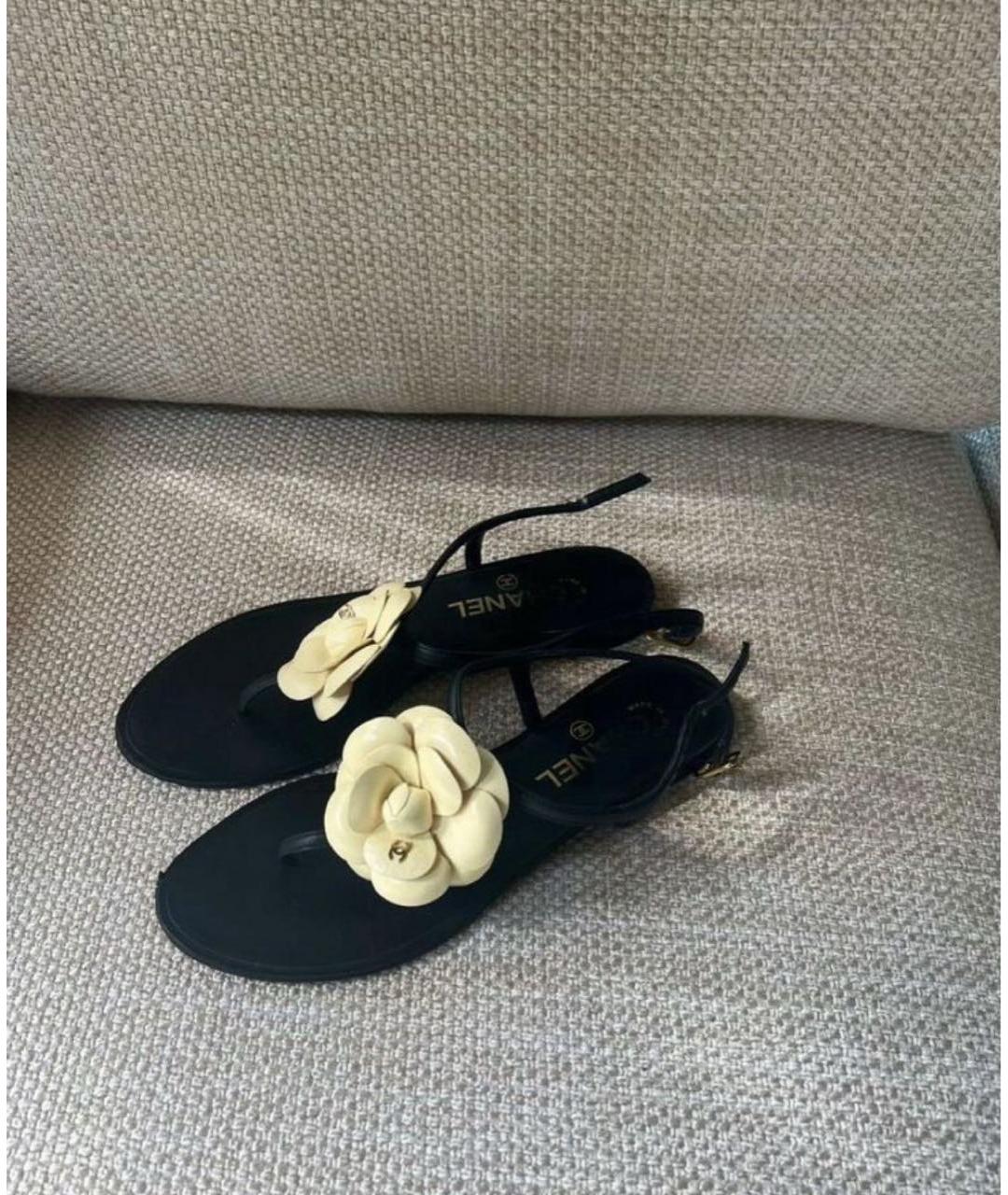 CHANEL Черные кожаные сандалии, фото 4